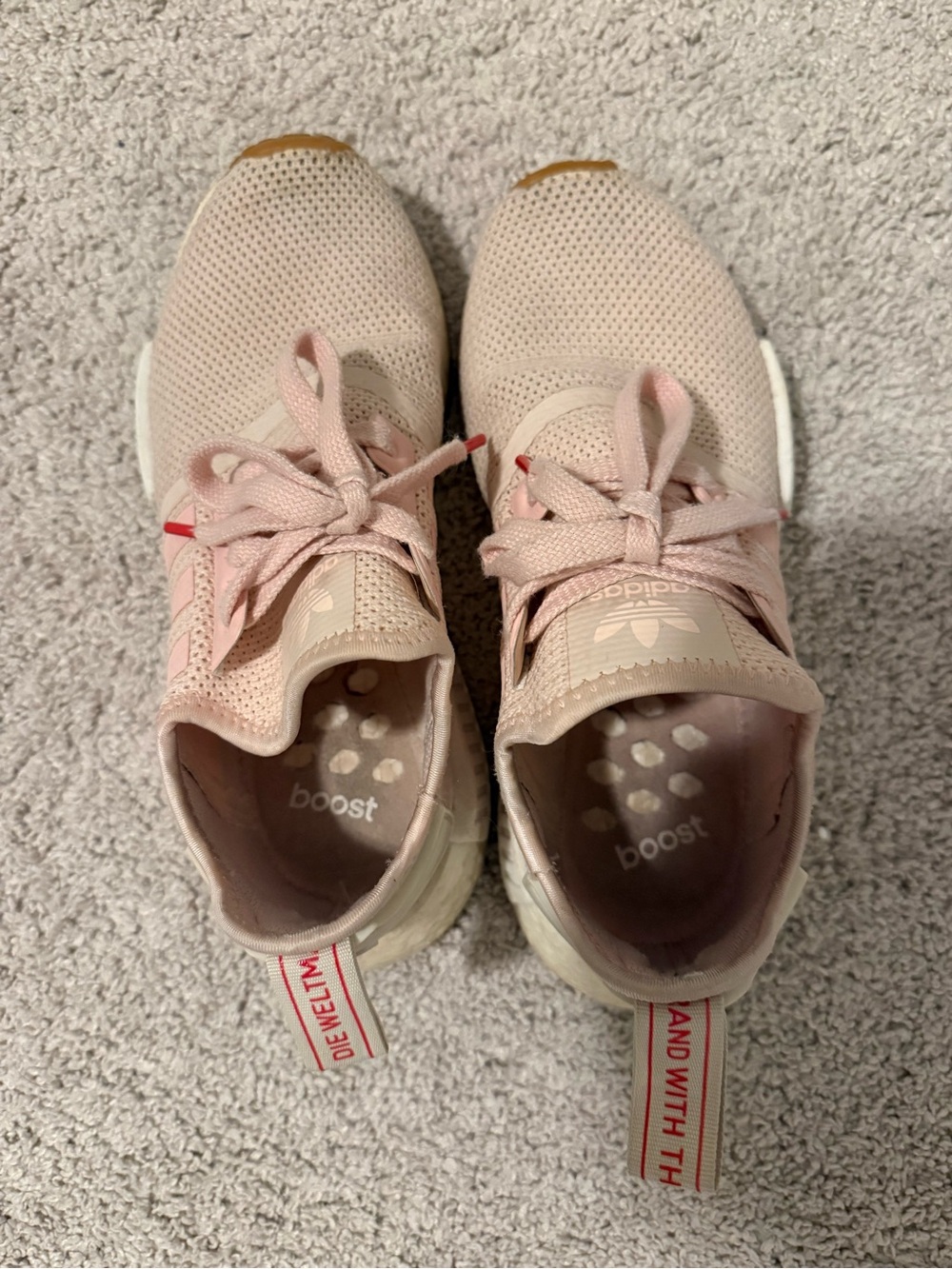 adidas Pink Knit Boost Running Shoes with